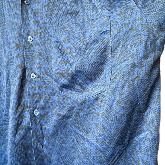 Vintage UTILITY Mens Y2K Mesh Rave Disco Short Sleeve Button Up Blue Size Large - Picture 8 of 8